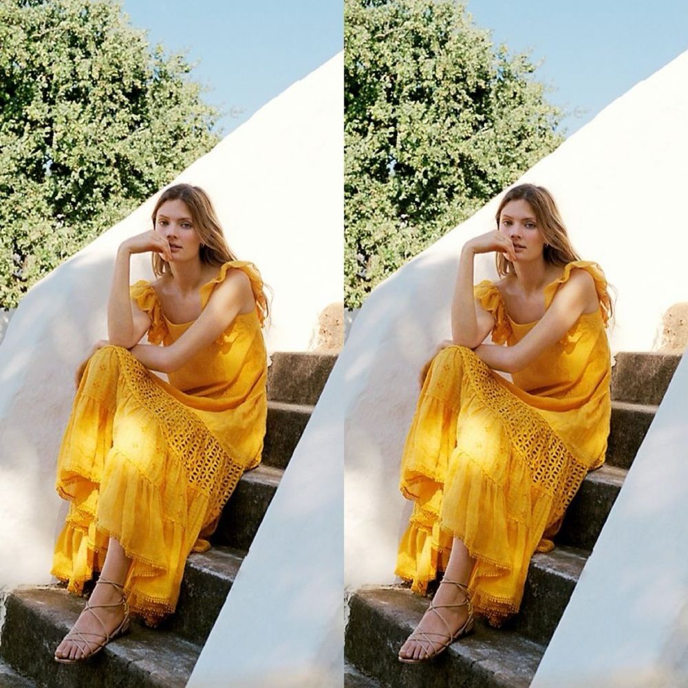 Anthropologie Fallon Eyelet Maxi Dress